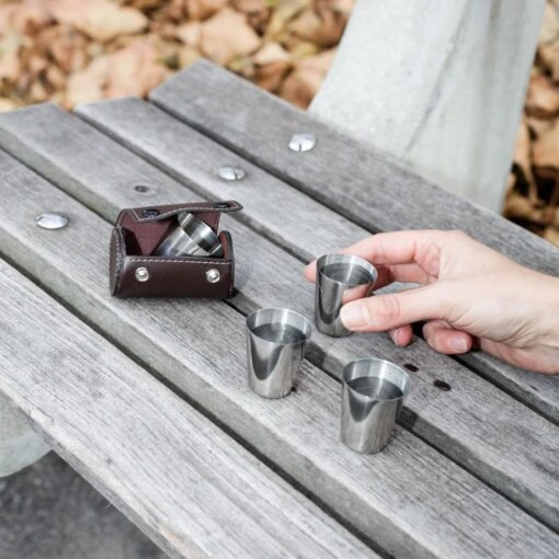 KIKKERLAND Shot Glasses With Leather Case