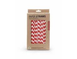 KIKKERLAND Paper Straws + Red -Handy Home Cu13 R PaperStraws pkg front