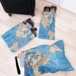 KIKKERLAND Travel Map Laundry Bags