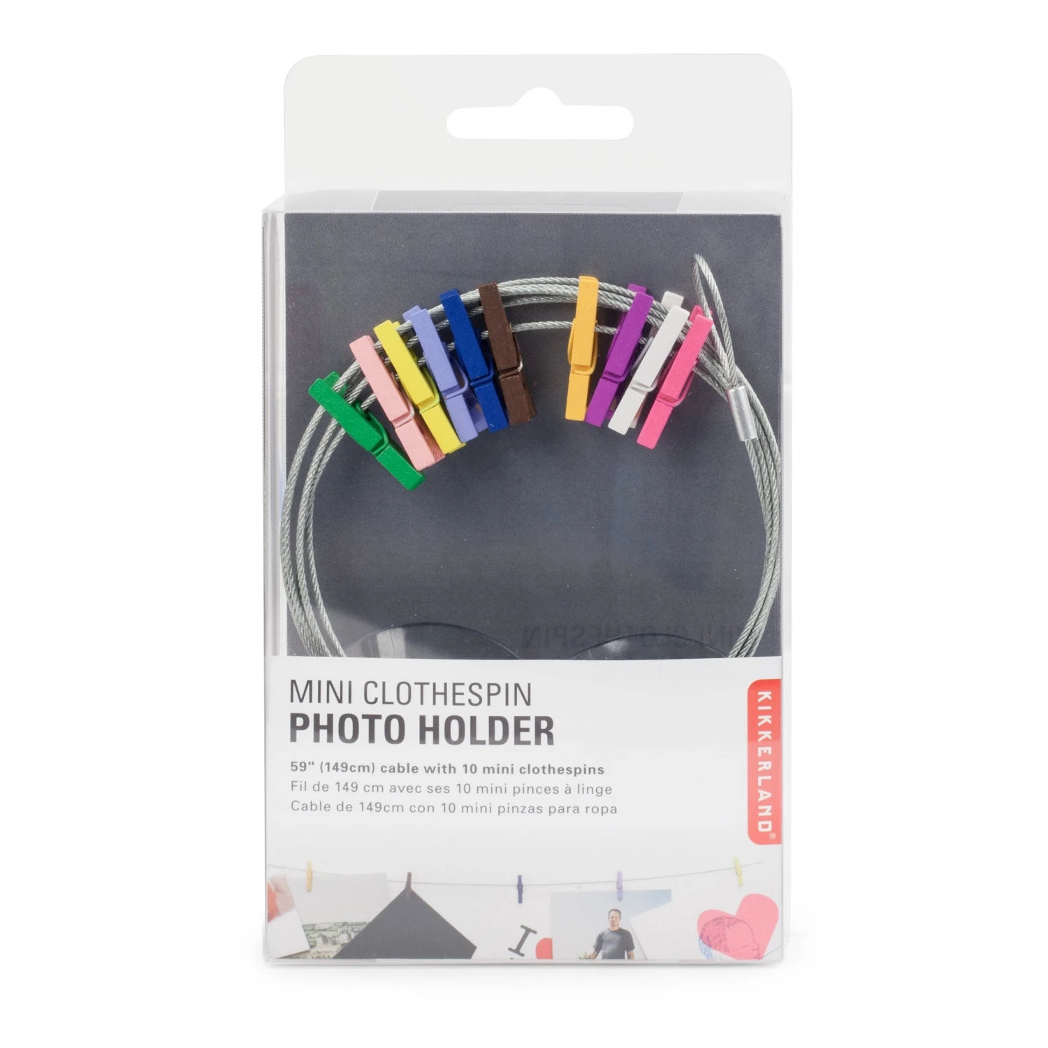 KIKKERLAND Photo Holder Wire With 10 Multicolor Mini Clothespins 4 KIKKERLAND Photo Holder Wire With 10 Multicolor Mini Clothespins - Image 4