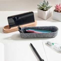 KIKKERLAND Felt Pencil Case And Phone Holder