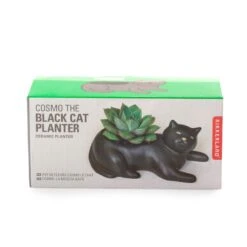 KIKKERLAND Cosmo The Black Cat Planter -Handy Home PL14 pkg 1