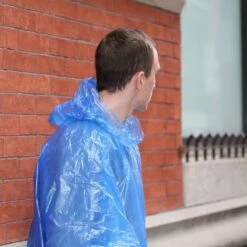KIKKERLAND Emergency Rain Ponchos -Handy Home PO01 A Emergency Bike Poncho Blue Action